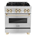 ZLINE Autograph Package - 30 Inch Dual Fuel Range, Range Hood, Dishwasher, Refrigerator in Stainless Steel with Gold Accents, 4KAPR-RARHDWM30-G