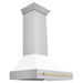 ZLINE Autograph Package - 36 In. Dual Fuel Range and Range Hood with White Matte Door and Gold Accents, 2AKP-RAWMRH36-G