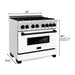 ZLINE Autograph Package - 36 In. Dual Fuel Range and Range Hood with White Matte Door and Matte Black Accents, 2AKP-RAWMRH36-MB