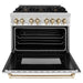 ZLINE Autograph Package - 36 In. Dual Fuel Range, Range Hood and Dishwasher in Stainless Steel with Gold Accents, 3AKP-RARHDWM36-G