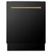 ZLINE Autograph Package - 36 In. Dual Fuel Range, Range Hood, Refrigerator, and Dishwasher in Black Stainless Steel with Champagne Bronze Accents, 4AKPR-RABRHDWV36-CB