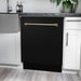 ZLINE Autograph Package - 36 In. Dual Fuel Range, Range Hood, Refrigerator, and Dishwasher in Black Stainless Steel with Champagne Bronze Accents, 4AKPR-RABRHDWV36-CB