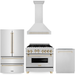 ZLINE Autograph Package - 36 In. Gas Range, Range Hood, Dishwasher, Refrigerator with Gold Accents, 4KAPR-RGRHDWM36-G