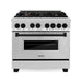 ZLINE Autograph Package - 36 In. Gas Range, Range Hood, Dishwasher, Refrigerator with Matte Black Accents, 4KAPR-RGRHDWM36-MB