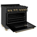 ZLINE Autograph Package - 36 In. Gas Range, Range Hood in Black Stainless Steel with Champagne Bronze Accents, 2AKP-RGBRH36-CB