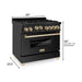 ZLINE Autograph Package - 36 In. Gas Range, Range Hood in Black Stainless Steel with Gold, 2AKP-RGBRH36-G