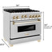 ZLINE Autograph Package - 36 In. Gas Range, Range Hood in Stainless Steel with Champagne Bronze Accents, 2AKP-RGRH36-CB