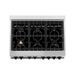 ZLINE Autograph Package - 36 In. Gas Range, Range Hood, Refrigerator, and Dishwasher in Stainless Steel with Matte Black Accents, 4AKPR-RGRHDWM36-MB