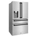 ZLINE Autograph Package - 36 In. Gas Range, Range Hood, Refrigerator, and Dishwasher in Stainless Steel with Matte Black Accents, 4AKPR-RGRHDWM36-MB