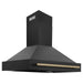 ZLINE Autograph Package - 48 In. Dual Fuel Range and Range Hood in Black Stainless Steel with Champagne Bronze Accents, 2AKPR-RABRH48-CB