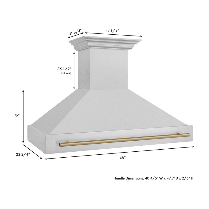 ZLINE Autograph Package - 48 In. Dual Fuel Range and Range Hood in DuraSnow® Stainless Steel with Champagne Bronze Accents, 2AKPR-RASRH48-CB