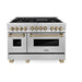 ZLINE Autograph Package - 48 In. Dual Fuel Range and Range Hood in Stainless Steel with Champagne Bronze Accents, 2AKPR-RARH48-CB