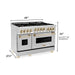 ZLINE Autograph Package - 48 In. Dual Fuel Range and Range Hood in Stainless Steel with Gold Accents, 2AKPR-RARH48-G