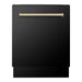 ZLINE Autograph Package - 48 In. Dual Fuel Range, Range Hood and Dishwasher in Black Stainless Steel with Gold Accents, 3AKPR-RABRHDWV48-G