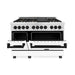 ZLINE Autograph Package - 48 In. Dual Fuel Range, Range Hood, and Dishwasher in DuraSnow® Stainless Steel with White Matte Finish and Matte Black Accents, 3AKPR-RASWMRHDWM48-MB