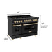 ZLINE Autograph Package - 48 In. Dual Fuel Range, Range Hood in Black Stainless Steel with Gold Accents, 2AKP-RABRH48-G