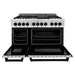 ZLINE Autograph Package - 48 In. Dual Fuel Range, Range Hood in Stainless Steel with Matte Black Accents, 2AKP-RARH48-MB