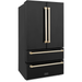 ZLINE Autograph Package - 48 In. Dual Fuel Range, Range Hood, Refrigerator, and Dishwasher in Black Stainless Steel with Gold Accents, 4AKPR-RABRHDWV48-G