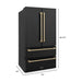 ZLINE Autograph Package - 48 In. Dual Fuel Range, Range Hood, Refrigerator, Microwave and Dishwasher in Black Stainless Steel with Bronze Accents