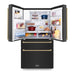 ZLINE Autograph Package - 48 In. Dual Fuel Range, Range Hood, Refrigerator with Water and Ice Dispenser, Microwave and Dishwasher in Black Stainless Steel with Bronze Accents