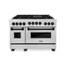 ZLINE Autograph Package - 48 In. Gas Range and Range Hood in DuraSnow® Stainless Steel with Matte Black Accents, 2AKPR-RGSRH48-MB