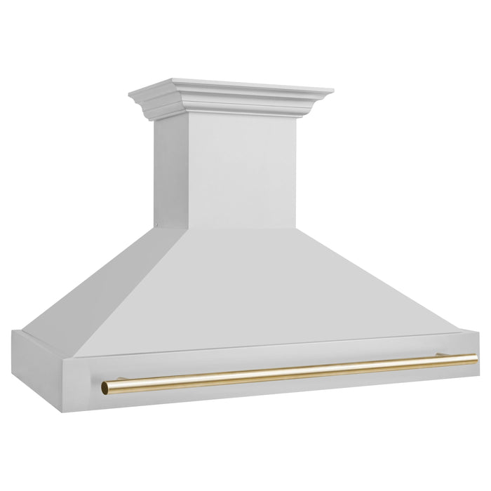 ZLINE Autograph Package - 48 In. Gas Range and Range Hood in Stainless Steel with Gold Accents, 2AKPR-RGRH48-G