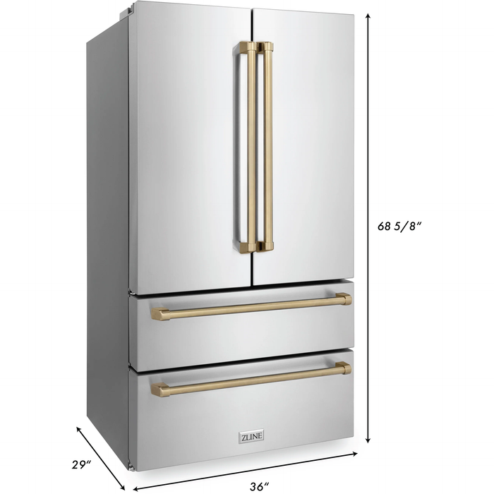 ZLINE Autograph Package - 48 in. Gas Range, Range Hood, 3 Rack Dishwasher, Refrigerator with Champagne Bronze Accents - 4AKPR-RGRHDWM48-CB