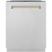 ZLINE Autograph Package - 48 in. Gas Range, Range Hood, 3 Rack Dishwasher, Refrigerator with Champagne Bronze Accents - 4AKPR-RGRHDWM48-CB