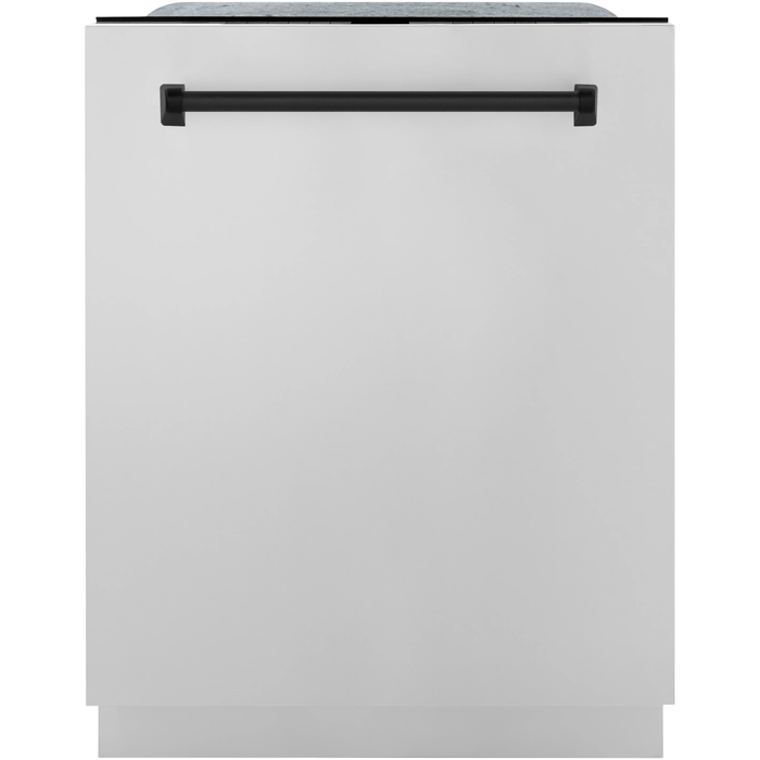 ZLINE Autograph Package - 48 in. Gas Range, Range Hood, 3 Rack Dishwasher, Refrigerator with Matte Black Accents - 4AKPR-RGRHDWM48-MB