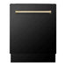 ZLINE Autograph Package - 48 In. Gas Range, Range Hood and Dishwasher in Black Stainless Steel with Gold Accents, 3AKPR-RGBRHDWV48-G