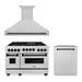 ZLINE Autograph Package - 48 In. Gas Range, Range Hood and Dishwasher with Matte Black Accents, 3AKPR-RGSRHDWM48-MB