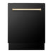 ZLINE Autograph Package - 48 In. Gas Range, Range Hood, Dishwasher in Black Stainless Steel with Gold Accents, 3AKP-RGBRHDWV48-G