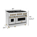 ZLINE Autograph Package - 48 In. Gas Range, Range Hood, Dishwasher in Stainless Steel with Champagne Bronze Accents, 3AKP-RGRHDWM48-CB