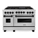 ZLINE Autograph Package - 48 In. Gas Range, Range Hood, Dishwasher in Stainless Steel with Matte Black Accents, 3AKP-RGRHDWM48-MB