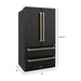 ZLINE Autograph Package - 48 In. Gas Range, Range Hood, Refrigerator, and Dishwasher in Black Stainless Steel with Champagne Bronze Accents, 4AKPR-RGBRHDWV48-CB