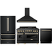 ZLINE Autograph Package - 48 In. Gas Range, Range Hood, Refrigerator, and Dishwasher in Black Stainless Steel with Gold Accents, 4AKPR-RGBRHDWV48-G