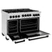 ZLINE Autograph Package - 48 In. Gas Range, Range Hood, Refrigerator, Dishwasher with Matte Black Accents, 4KAPR-RGWMRHDWM48-MB