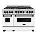 ZLINE Autograph Package - 48 In. Gas Range, Range Hood, Refrigerator with Water and Ice Dispenser, Dishwasher in Stainless Steel with Matte Black Accents, 4AKPR-RGWMRHDWM48-MB