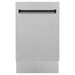 ZLINE Autograph Series 18 In. Dishwasher in DuraSnow® Stainless Steel with Matte Black Handle, DWVZ-SN-18-MB