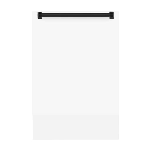 ZLINE Autograph Series 18 In. Dishwasher in White Matte with Matte Black Handle, DWVZ-WM-18-MB