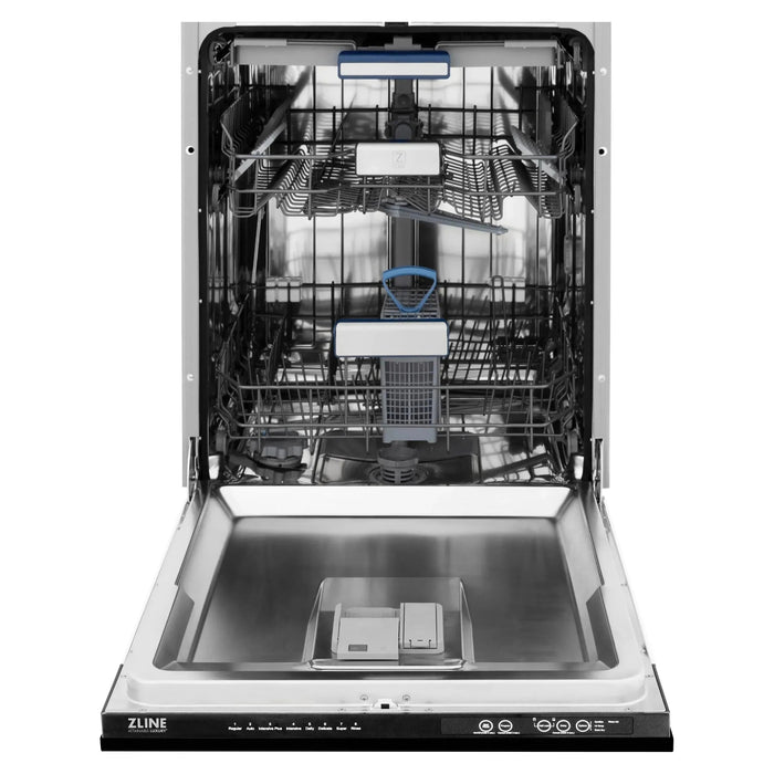 ZLINE Autograph Series 24 inch Tall Dishwasher In Black Stainless Steel with Champagne Bronze Handle DWVZ-BS-24-CB