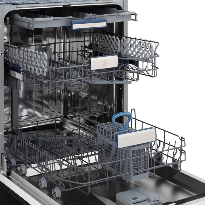 ZLINE Autograph Series 24 inch Tall Dishwasher In Black Stainless Steel with Champagne Bronze Handle DWVZ-BS-24-CB