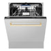 ZLINE Autograph Series 24 inch Tall Dishwasher In Stainless Steel with Gold Handle DWVZ-304-24-G