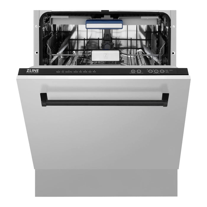 ZLINE Autograph Series 24 inch Tall Dishwasher In Stainless Steel with Matte Black Handle DWVZ-304-24-MB