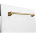 ZLINE Autograph Series 24 inch Tall Dishwasher in White Matte with Champagne Bronze Handle, DWVZ-WM-24-CB