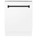 ZLINE Autograph Series 24 inch Tall Dishwasher in White Matte with Matte Black Handle, DWVZ-WM-24-MB