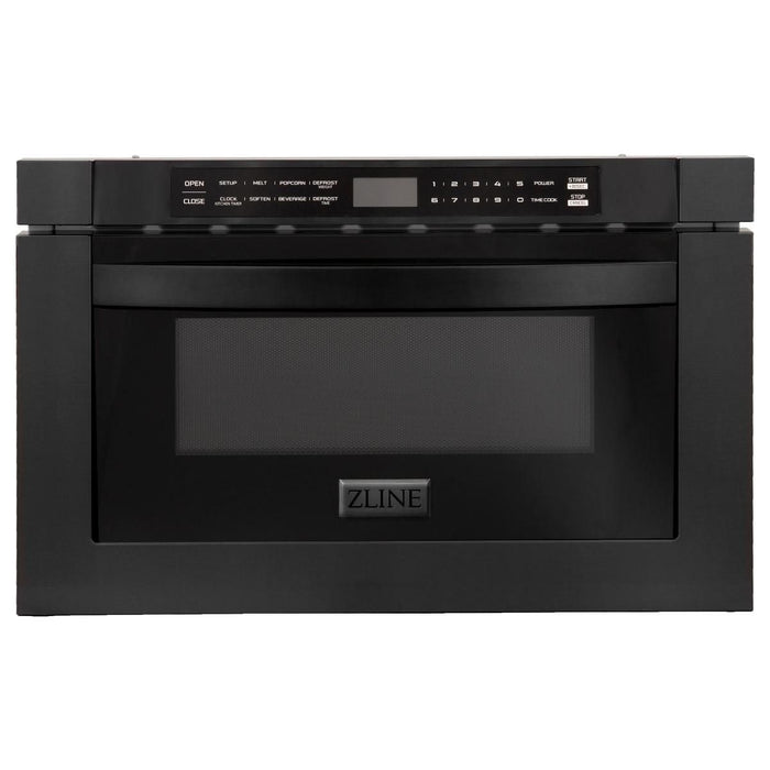 ZLINE Black Stainless Steel 36 Range, 36 Range Hood, Microwave Drawer and Dishwasher Appliance Package