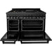 ZLINE Black Stainless Steel 48 Range, 48 Range Hood, Microwave Drawer and Dishwasher Appliance Package