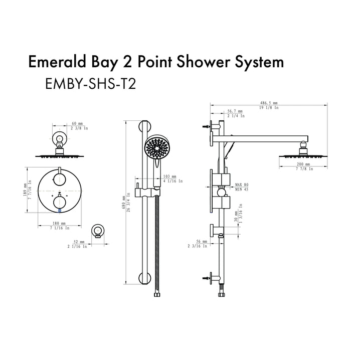 ZLINE Emerald Bay Thermostatic Shower System in Chrome EMBY-SHS-T2-CH