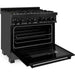 ZLINE Kitchen and Bath 36 in. Kitchen Appliance Package with Black Stainless Steel Dual Fuel Range, Range Hood, Microwave Drawer and Dishwasher, 4KP-RABRH36-MWDW